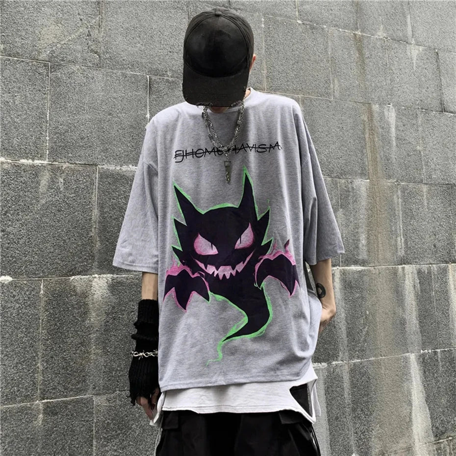 Mens Short Sleeve T Shirt Devil Printed Oversized Hip Hop Tee Women Streetwear Harajuku T-shirt Summer Plus Size Loose