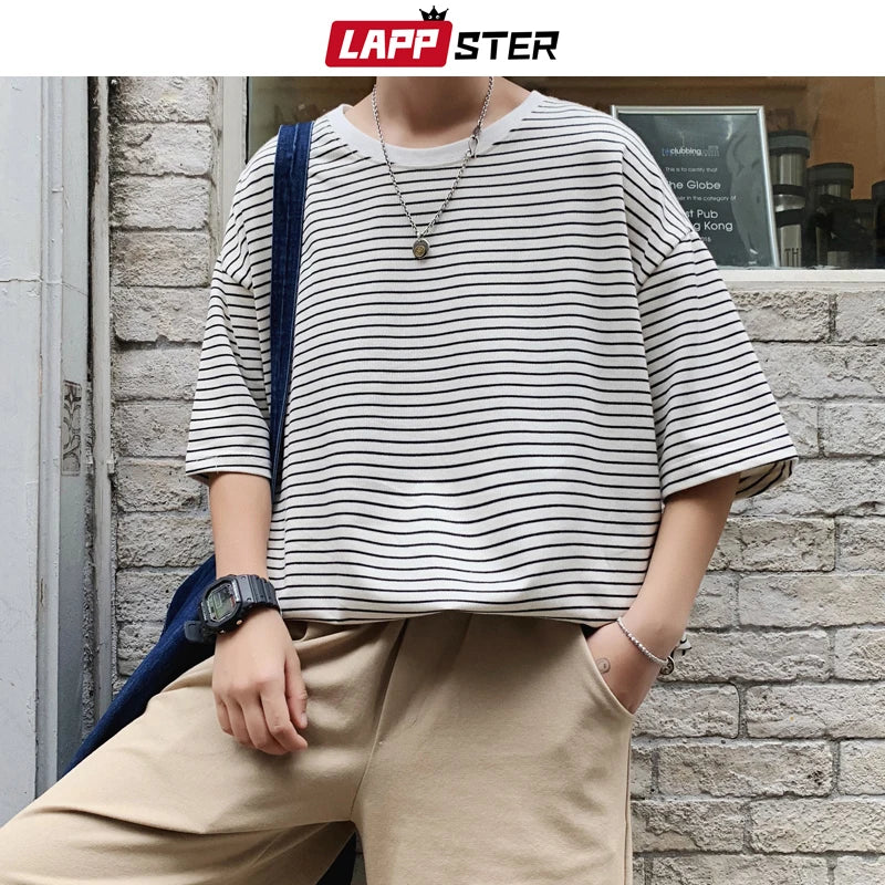 LAPPSTER Men Japanese Streetwear Yellow T Shirt 2023 Summer Mens Harajuku Hip Hop T Shirts Couple Korean Casual Tees T-shirts