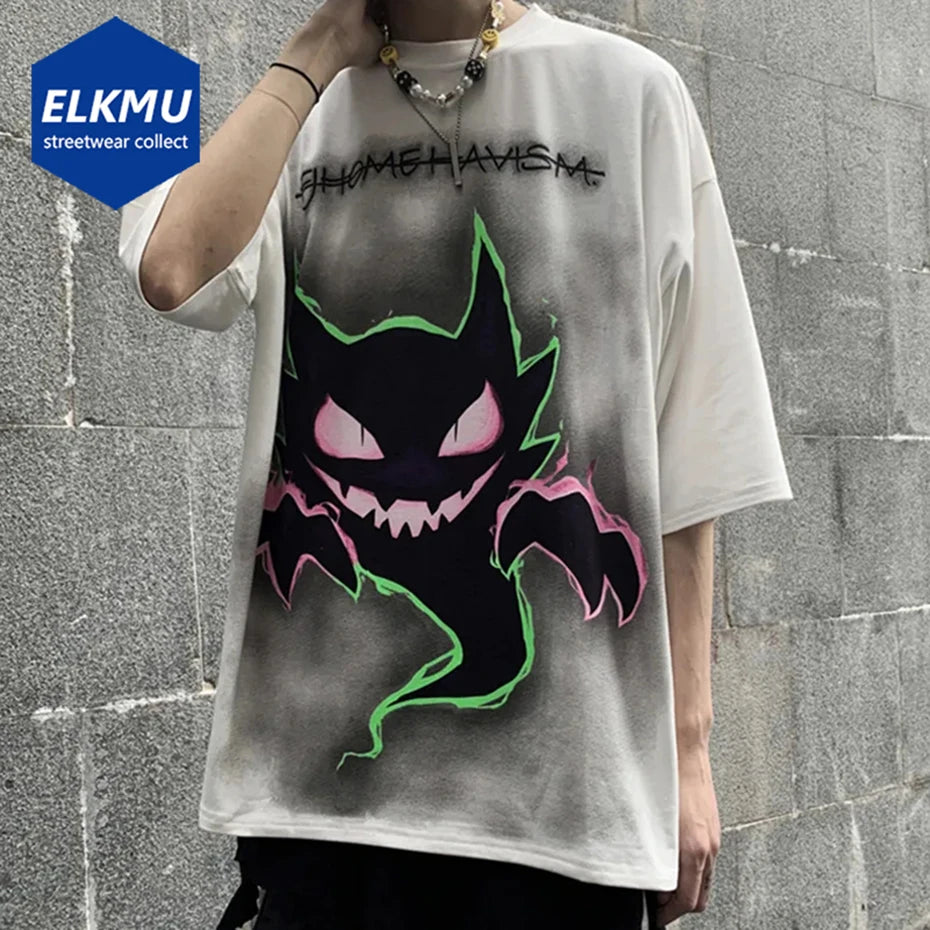 Mens Short Sleeve T Shirt Devil Printed Oversized Hip Hop Tee Women Streetwear Harajuku T-shirt Summer Plus Size Loose