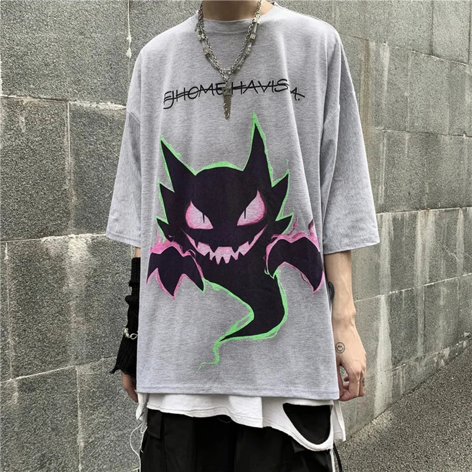 Mens Short Sleeve T Shirt Devil Printed Oversized Hip Hop Tee Women Streetwear Harajuku T-shirt Summer Plus Size Loose