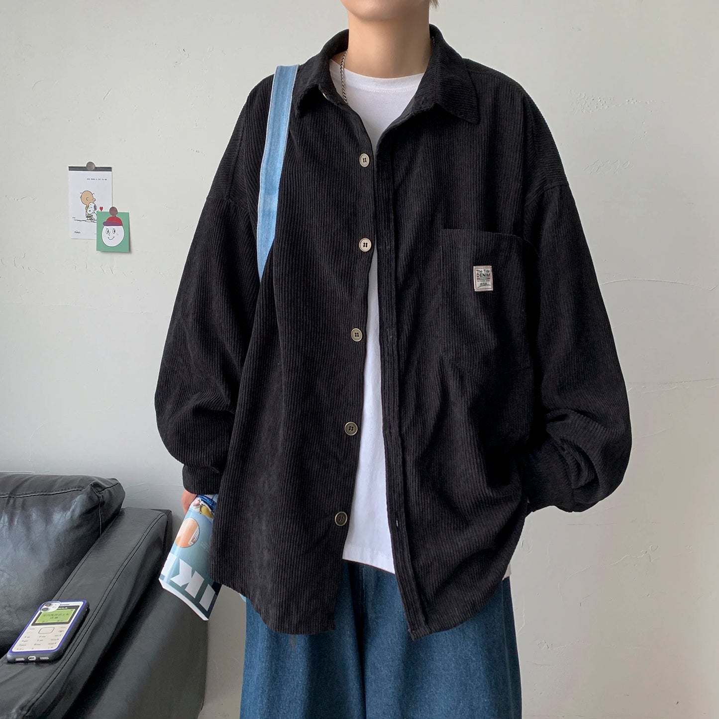 LAPPSTER Men Corduroy Vintage Autumn Shirts 2023 Mens Korean Fashion Harajuku Shirts Male Oversized Streetwear Colorful Shirts