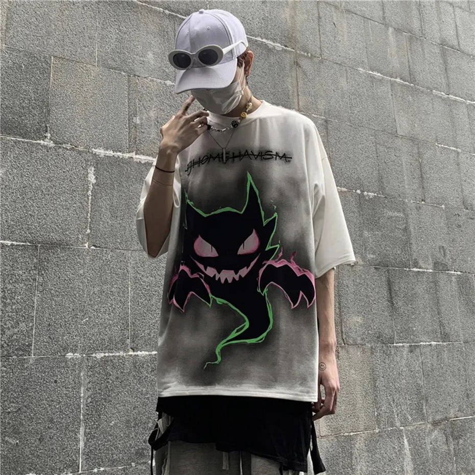 Mens Short Sleeve T Shirt Devil Printed Oversized Hip Hop Tee Women Streetwear Harajuku T-shirt Summer Plus Size Loose