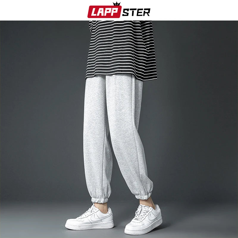 LAPPSTER Men Baggy Wide Leg Harajuku Sweatpants 2023 Mens Straight Japanese Streetwear Pants Man Causal Vintage Cotton Pants 3XL