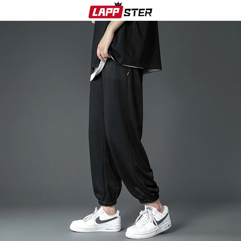 LAPPSTER Men Baggy Wide Leg Harajuku Sweatpants 2023 Mens Straight Japanese Streetwear Pants Man Causal Vintage Cotton Pants 3XL