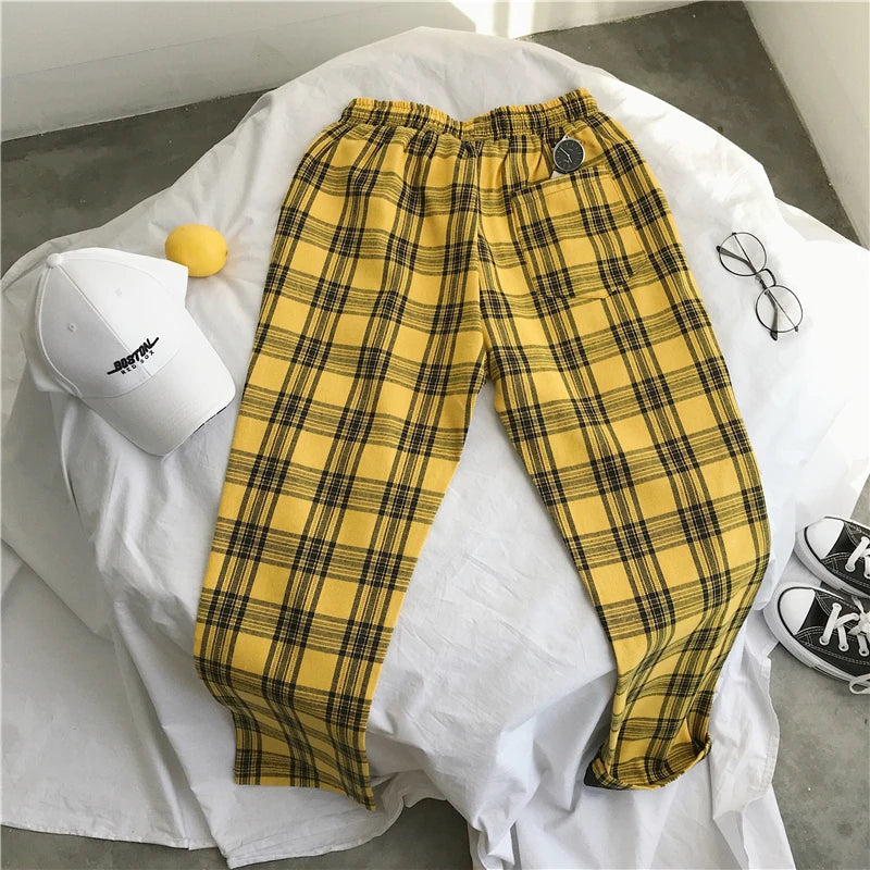 LAPPSTER Mens Black Harajuku Plaid Pants 2023 Men Japanese Streetwear Baggy Sweatpants Male 5 Colors Vintage Casual Trousers