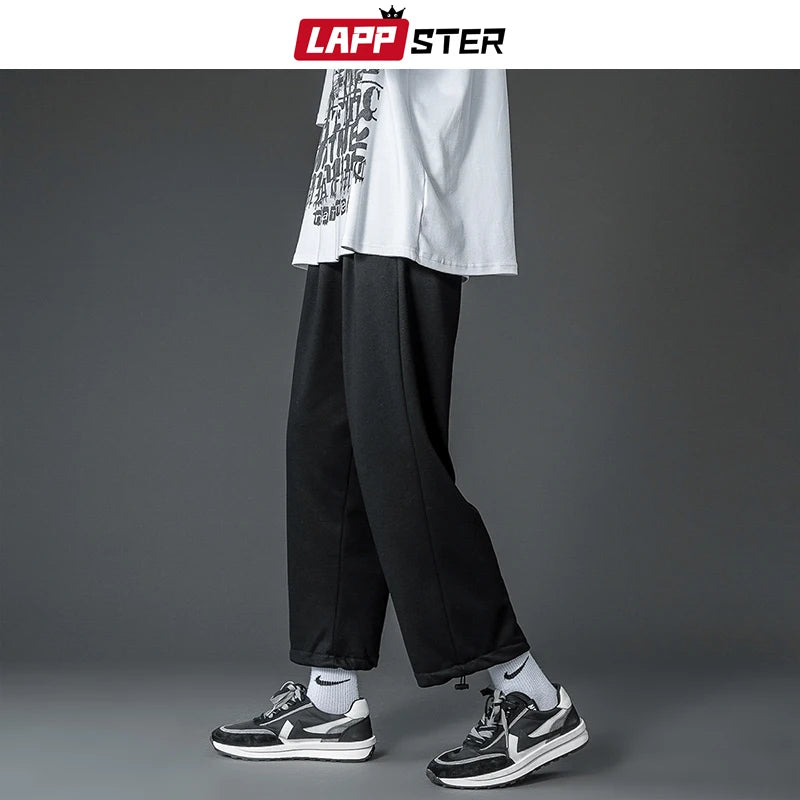 LAPPSTER Men Baggy Wide Leg Harajuku Sweatpants 2023 Mens Straight Japanese Streetwear Pants Man Causal Vintage Cotton Pants 3XL