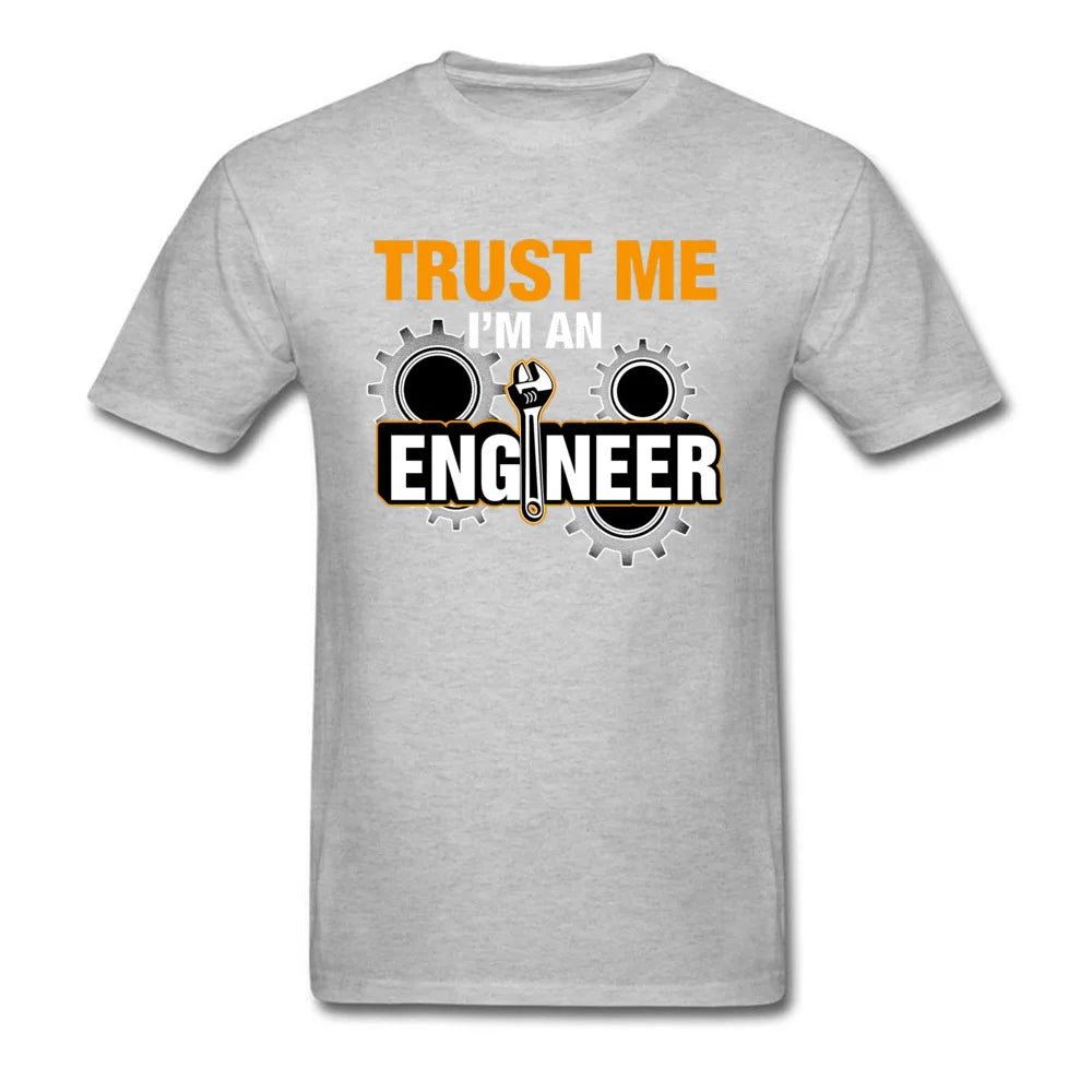 Funny Saying T Shirts Men Geek Letter T-shirts Trust Me I Am An Engineer Letter Steampunk Gear Tshirt Swag Programmer Streetwear