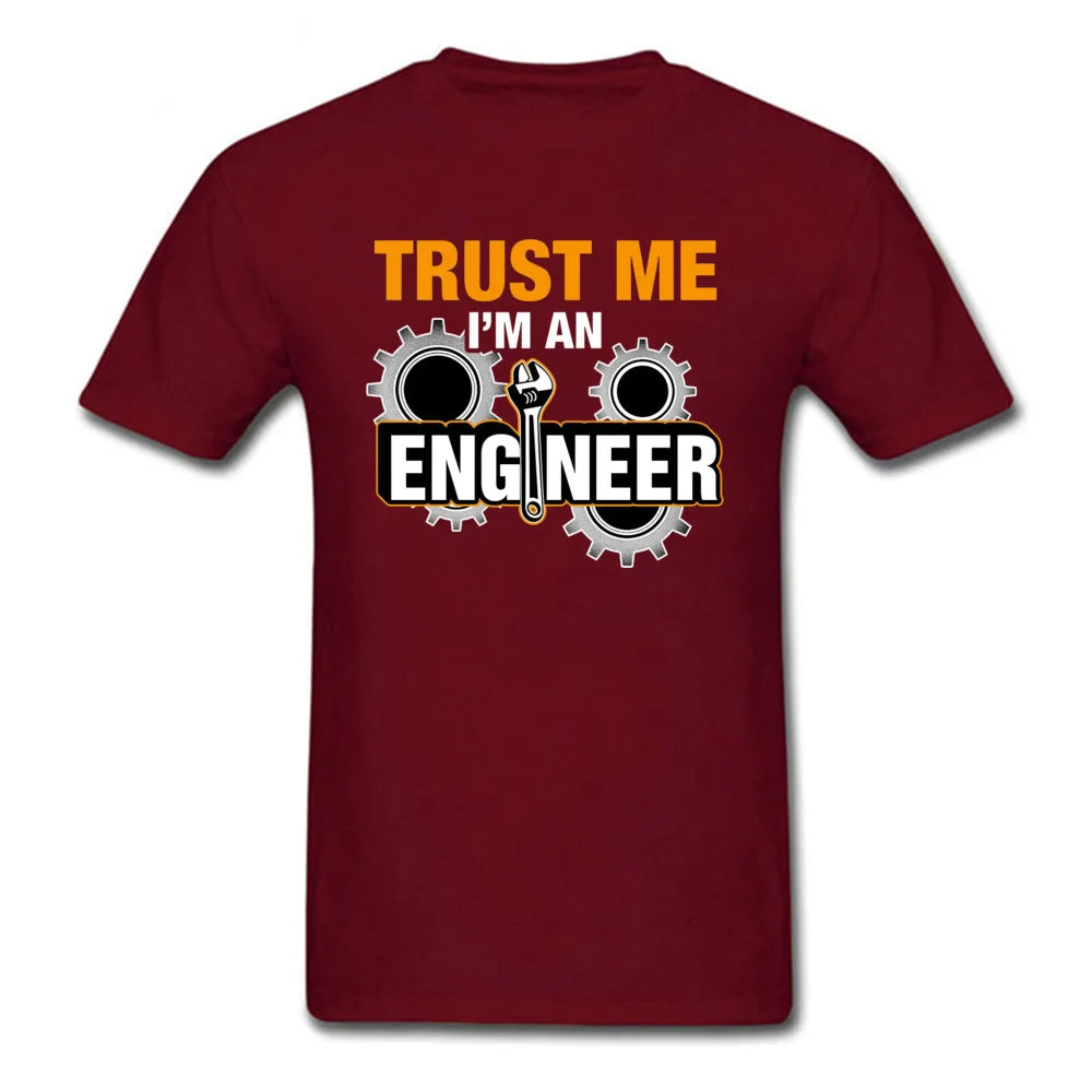 Funny Saying T Shirts Men Geek Letter T-shirts Trust Me I Am An Engineer Letter Steampunk Gear Tshirt Swag Programmer Streetwear