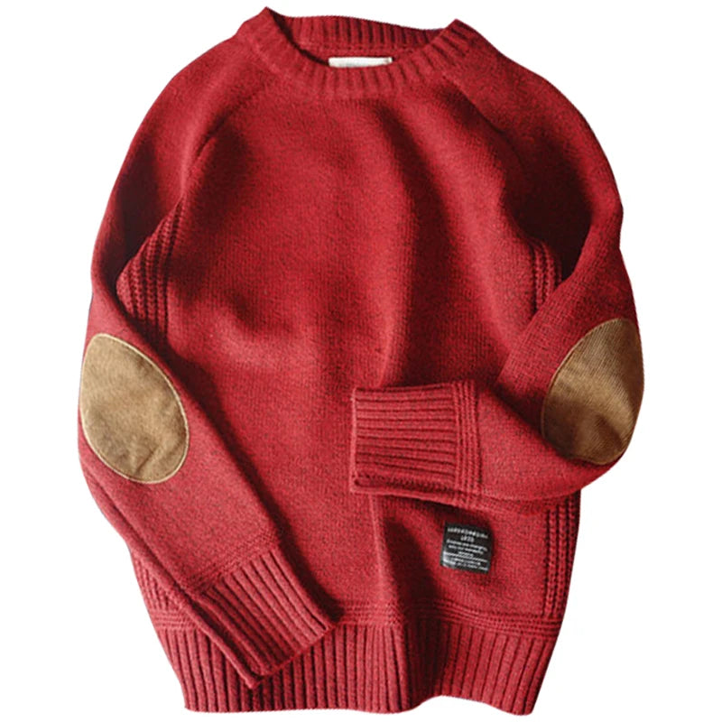 New Men Pullover Sweater Fashion Patch Designs Oversized Knitted Sweater Harajuku Streetwear Thick O Neck Causal Pullovers Wool