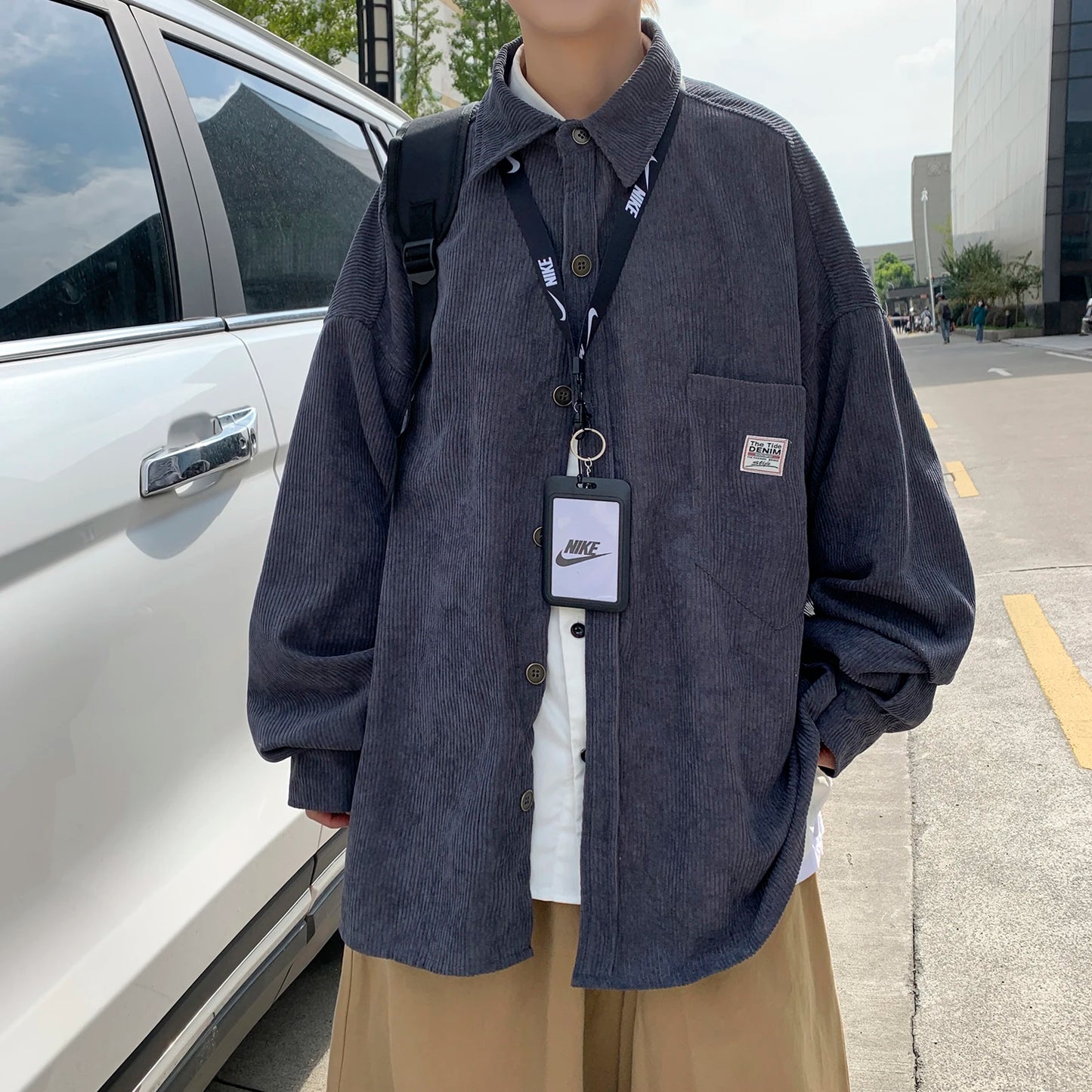 LAPPSTER Men Corduroy Vintage Autumn Shirts 2023 Mens Korean Fashion Harajuku Shirts Male Oversized Streetwear Colorful Shirts