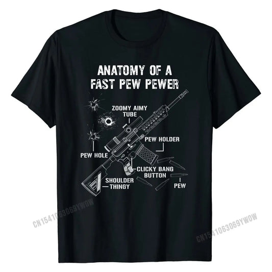 Funny Anatomy Of A Pew Pewer 2A Supporter Funny Gun Meme T-Shirt Male High Quality Printed T Shirt Cotton Tshirts Summer