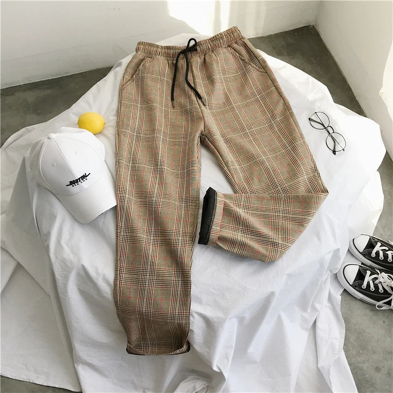 LAPPSTER Mens Black Harajuku Plaid Pants 2023 Men Japanese Streetwear Baggy Sweatpants Male 5 Colors Vintage Casual Trousers