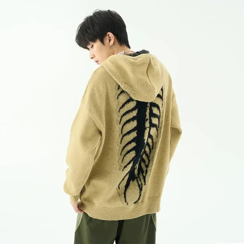 Y2K Style Knitwear Hooded Sweater Men Women Goth Centipede Anime Embroidery knitwear Streetwear High Street Knitwear Trend Top