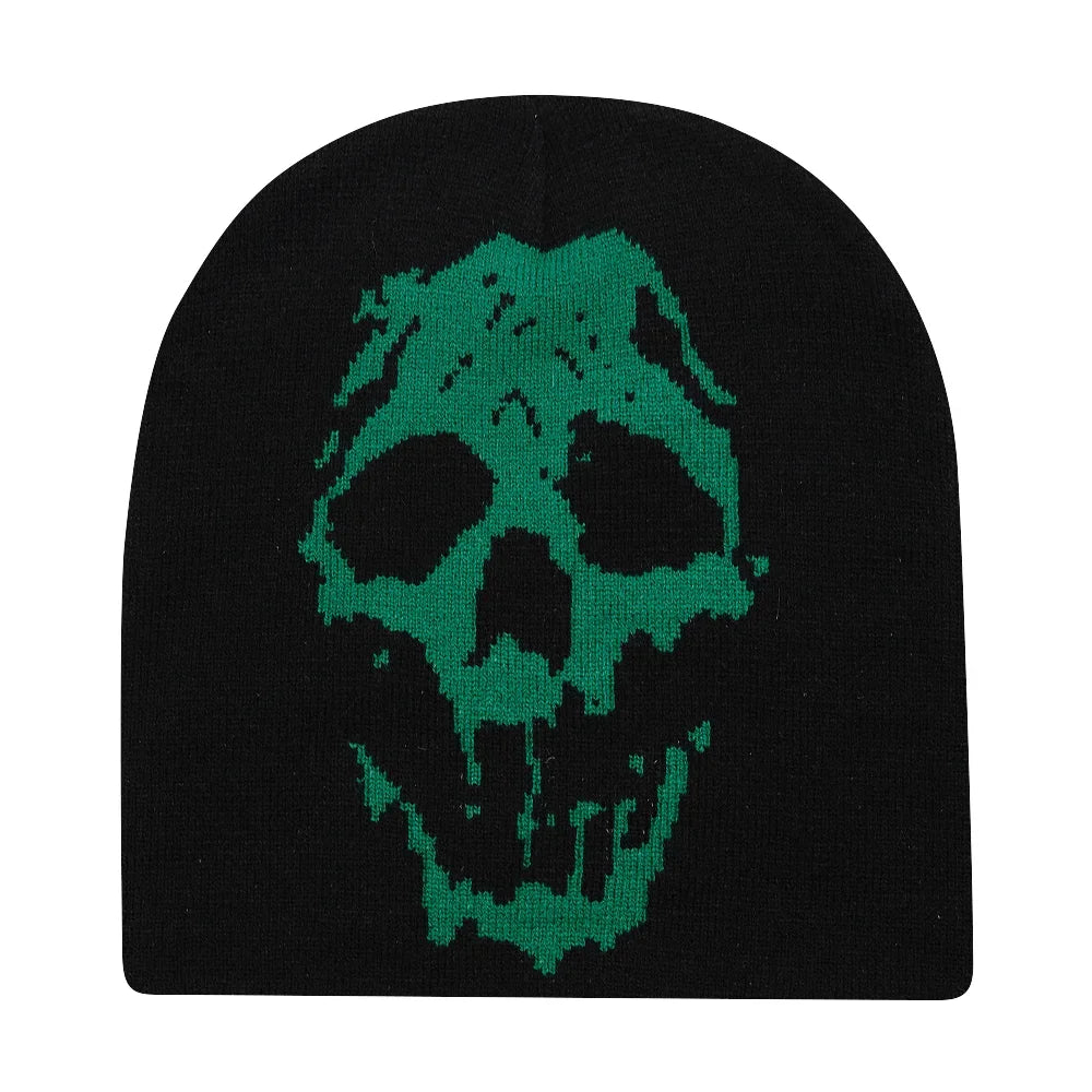 Beanies Fashion Skull Print Y2K Knitted Hats for Women Men Ear Protection Winter Autumn Windproof Keep Warm Gorras Hip Hop Cap