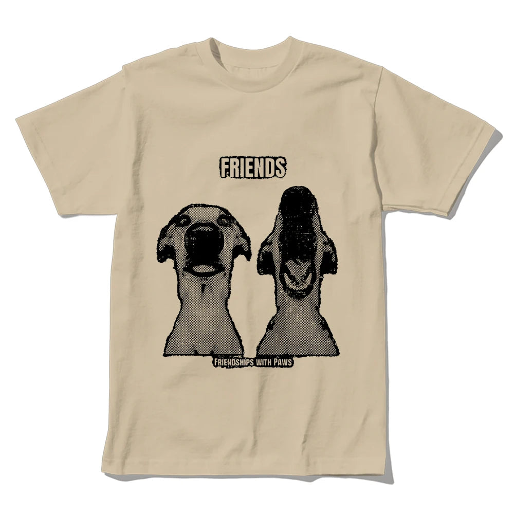 Coolmind U0077-T2 100% Cotton Funny Friends Dog Print Men T Shirt Cool Exclusive Graphic Men Tshirt O-Neck Unisex Tee Shirts