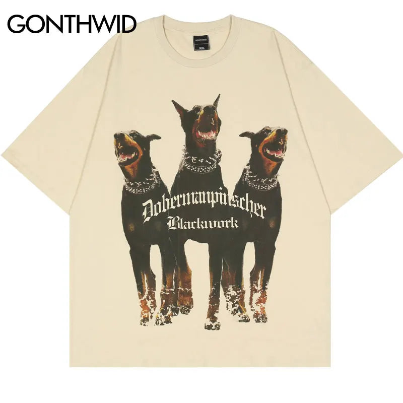 Rottweiler Doberman Print Men Oversized T Shirt