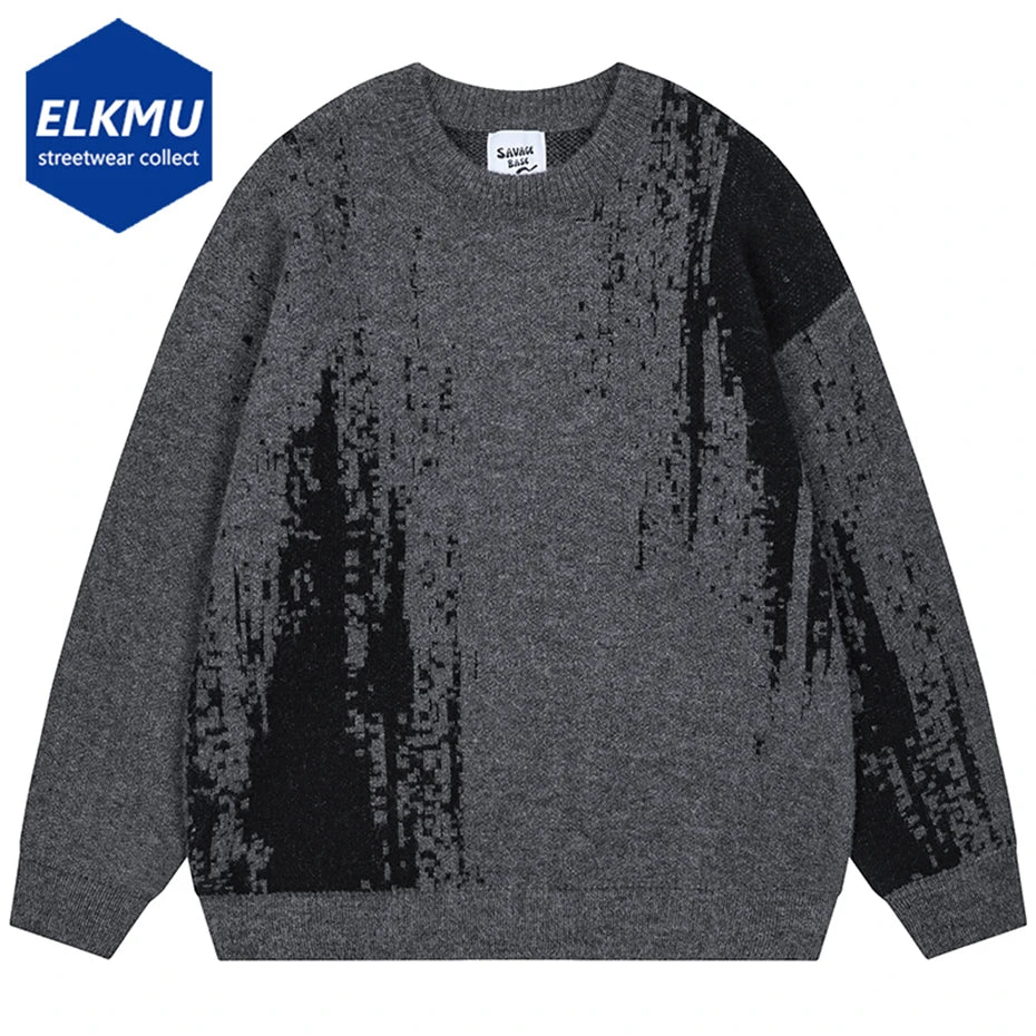 Men Streetwear Hip Hop Sweater 2024 Autumn Loose Casual Knit Sweater Jumper Harajuku Oversized Sweaters for Male