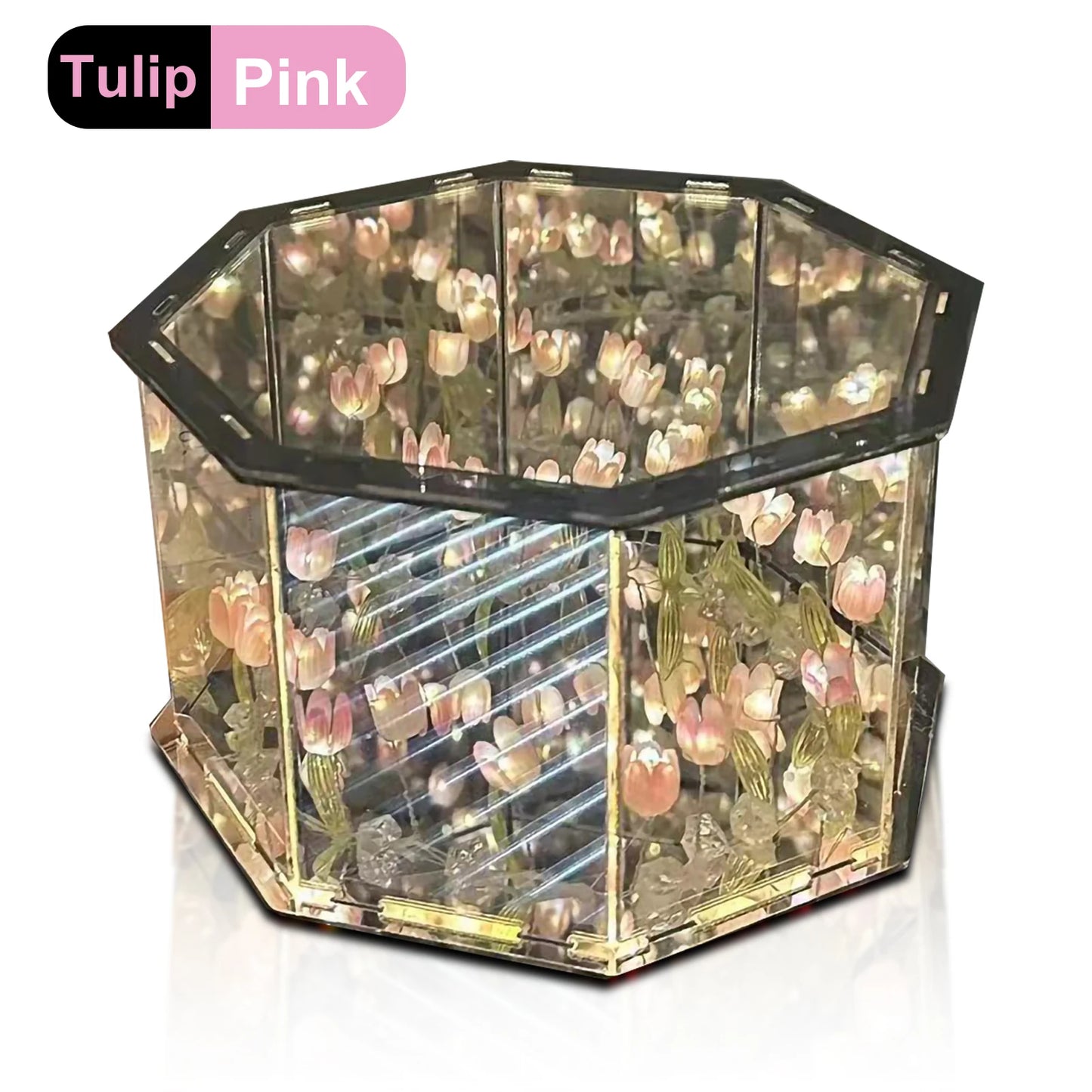 DIY Tulip Night Light Led Decorative Night Lamp Magic Cube Table Lamp and Mirror 2 in 1 for Birthday Gifts and Christmas Present