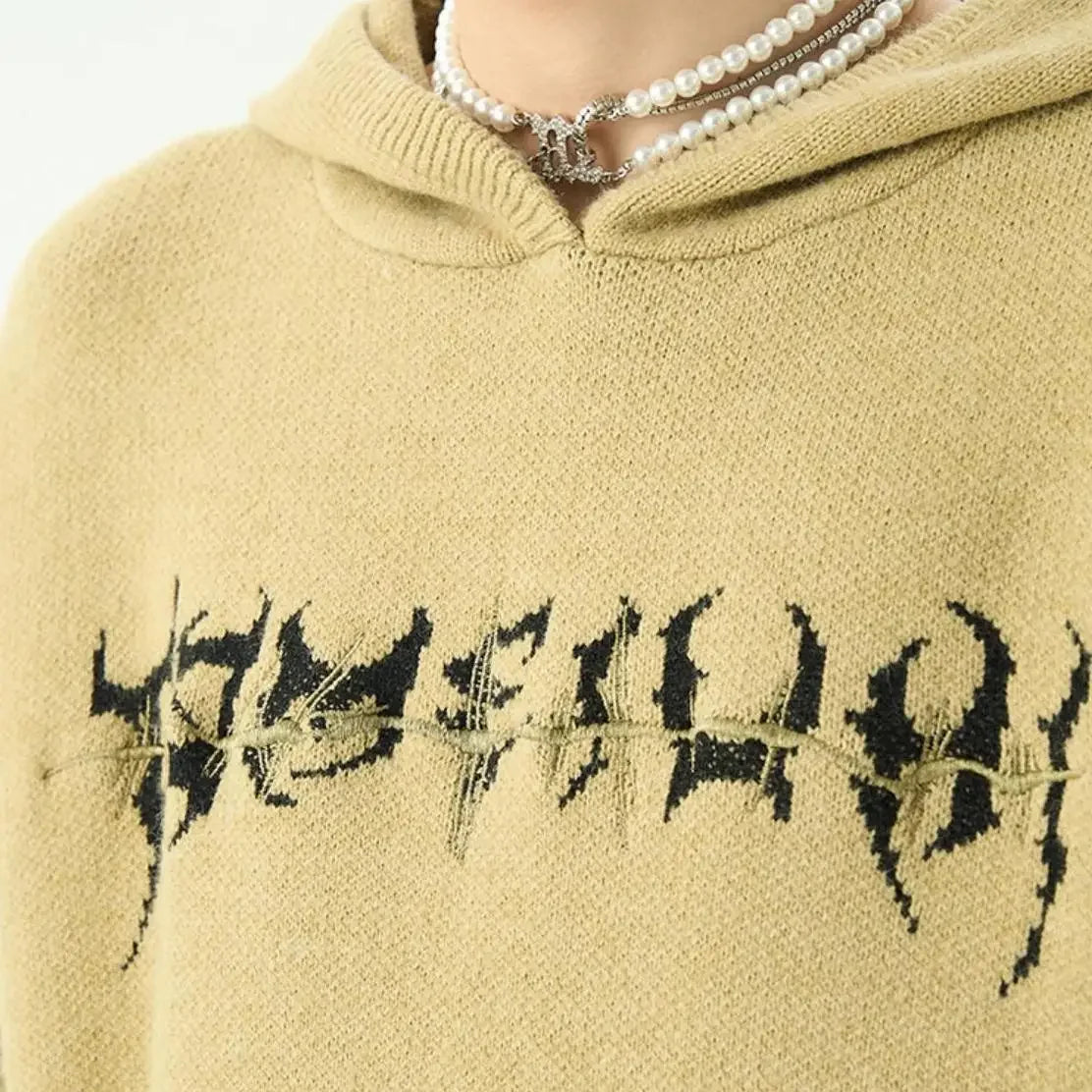 Y2K Style Knitwear Hooded Sweater Men Women Goth Centipede Anime Embroidery knitwear Streetwear High Street Knitwear Trend Top