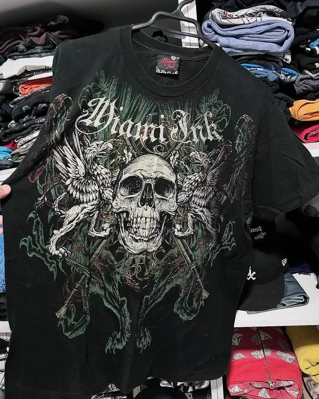 2000s Affliction Winter Long Sleeve T Shirt Hip Hop Crew Neck Oversized Sleeve Men Women Casual Gothic Clothing Tops Street Wear
