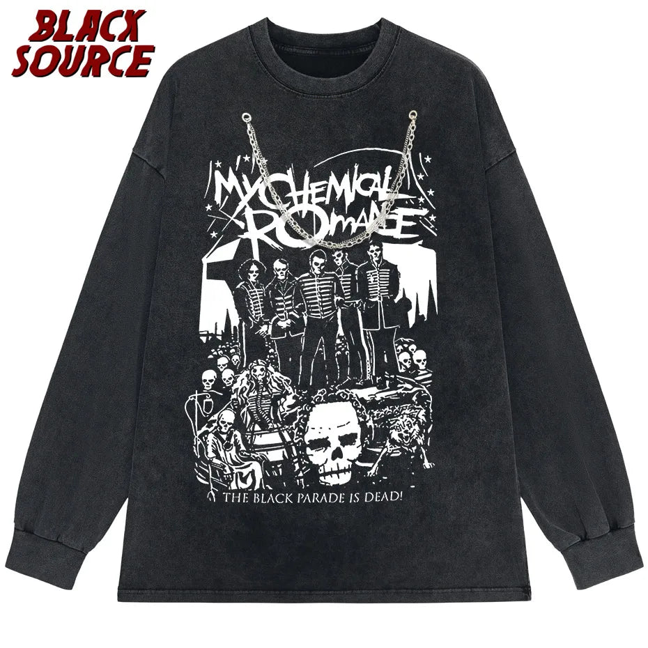 Oversized T Shirt My Chemical Romance Mcr Dead Women's T-Shirt Black Parade Punk Emo Rock Summer Fashion Top Female Clothing