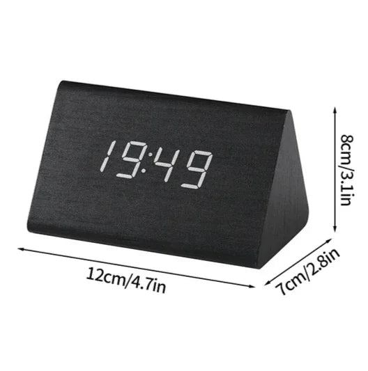 Digital LED Wooden Alarm Clock With Temperature Voice Control Snooze Electronic Desk Clock USB AAA Power Supply Decorations Home