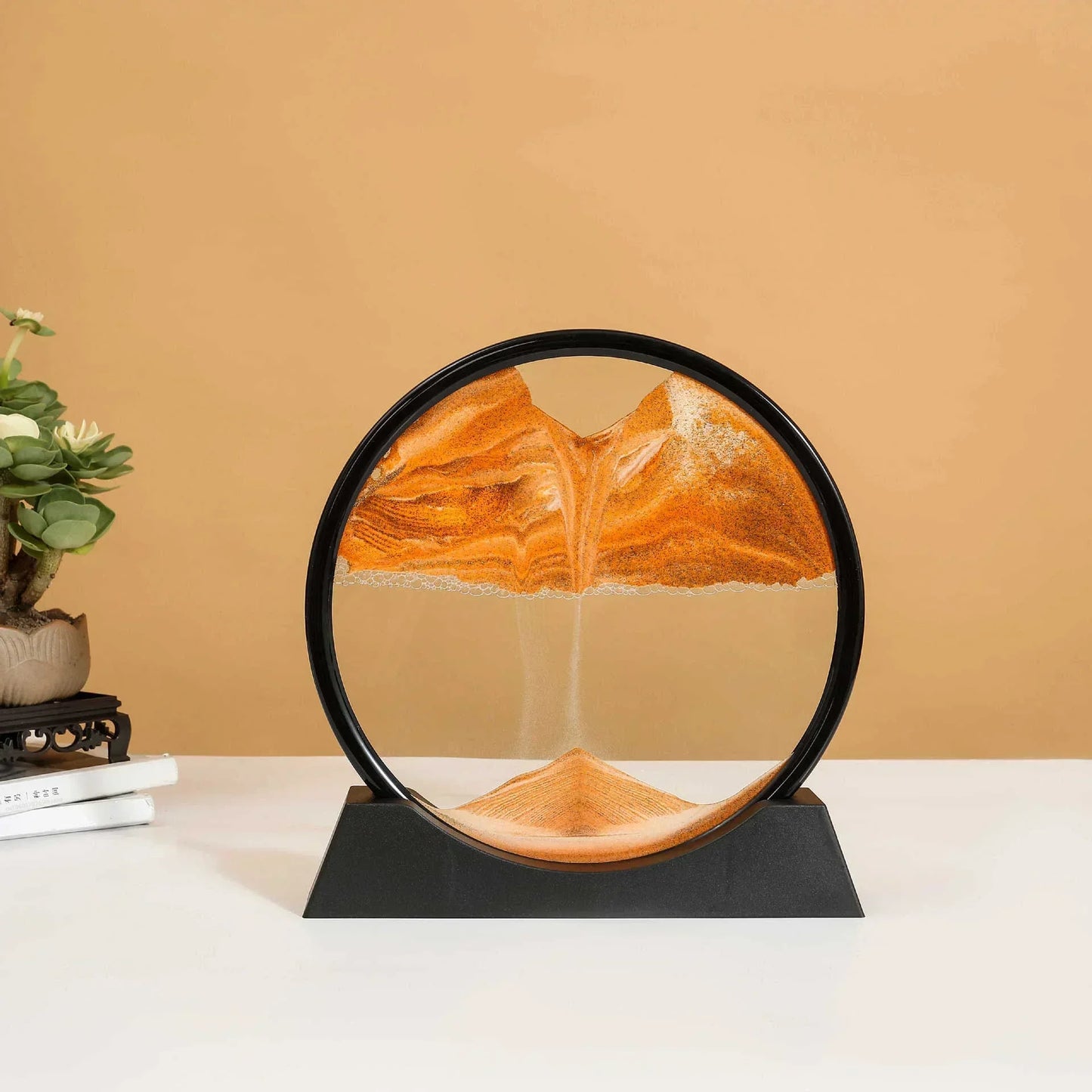 Sandscape Moving Sand Art Picture Round Glass Deep Sea Quicksand Craft Home Decor Gift 3D Liquid Hourglass Flowing Sand Painting