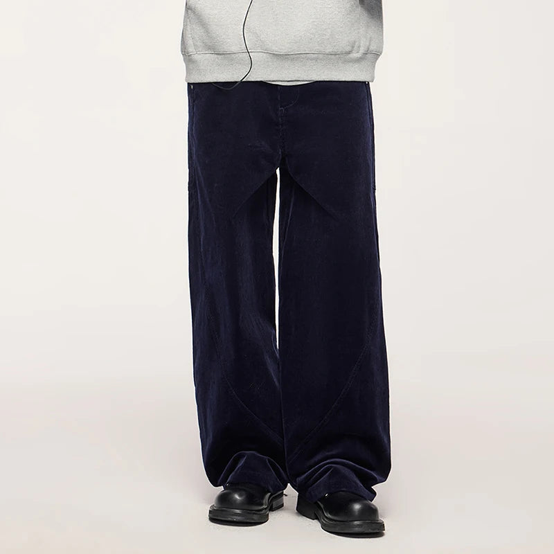 INFLATION 100% Cotton Corduroy Cargo Pants Men Loose Casual Japanese Vintage 3D Cut Trousers