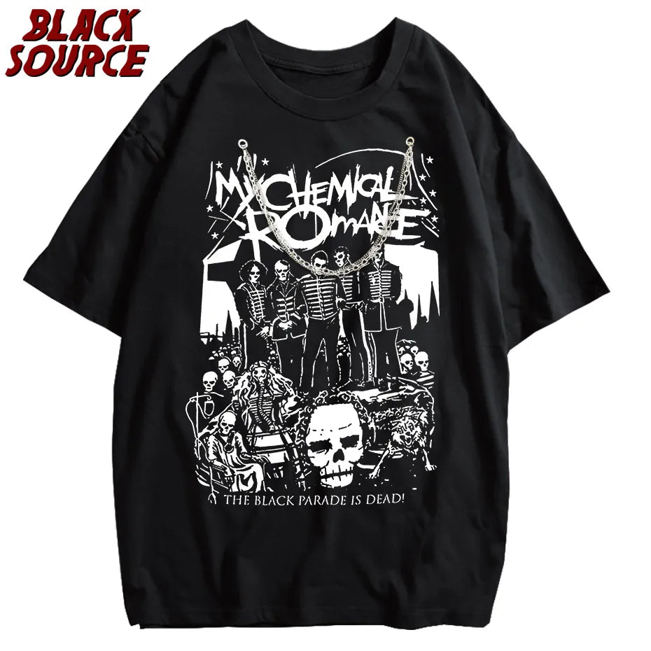 Oversized T Shirt My Chemical Romance Mcr Dead Women's T-Shirt Black Parade Punk Emo Rock Summer Fashion Top Female Clothing