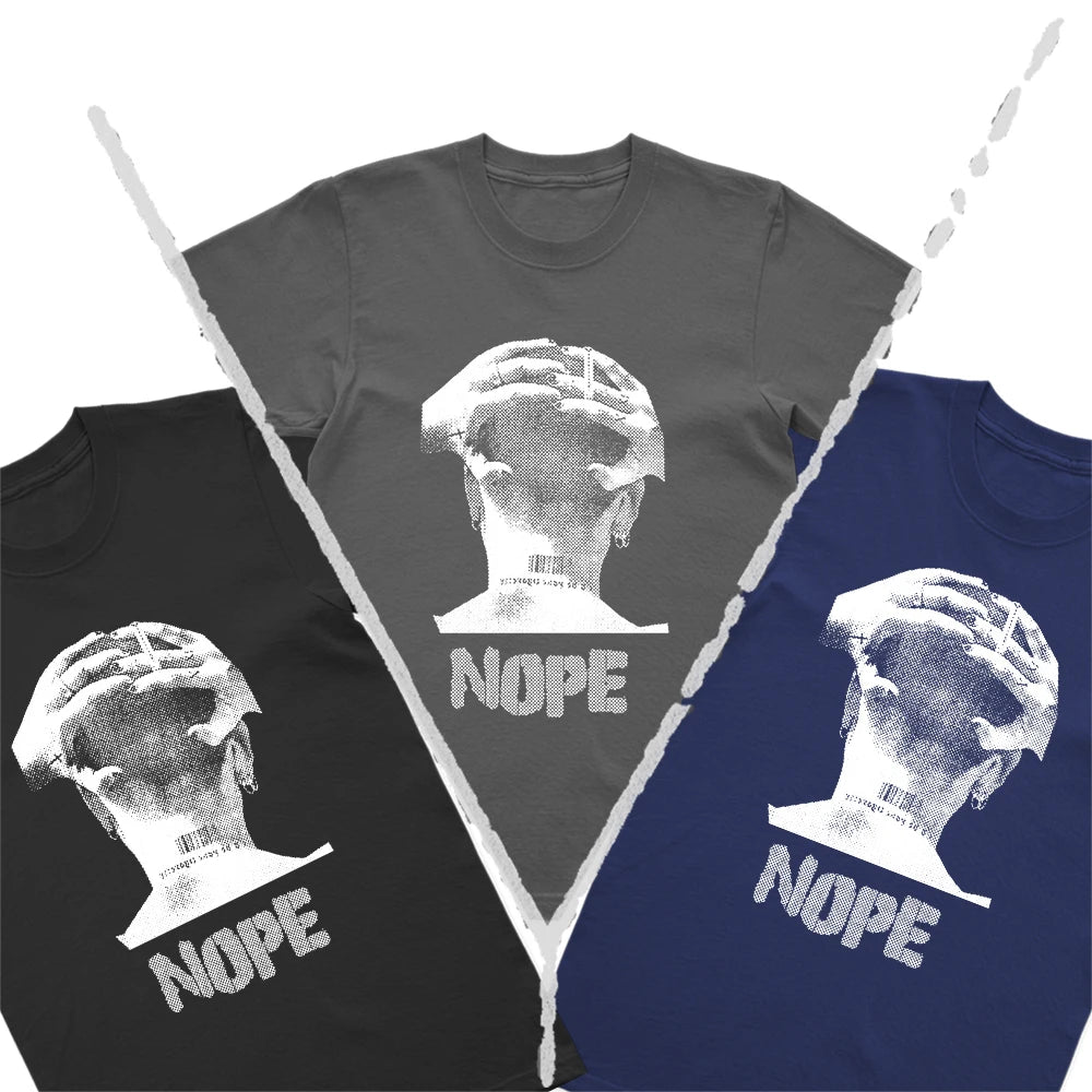 Coolmind U0089-T2 Nope Exclusive Graphic Print Streetwear 100% Cotton Men Tshirt Loose Big Size Unisex Tee Shirts