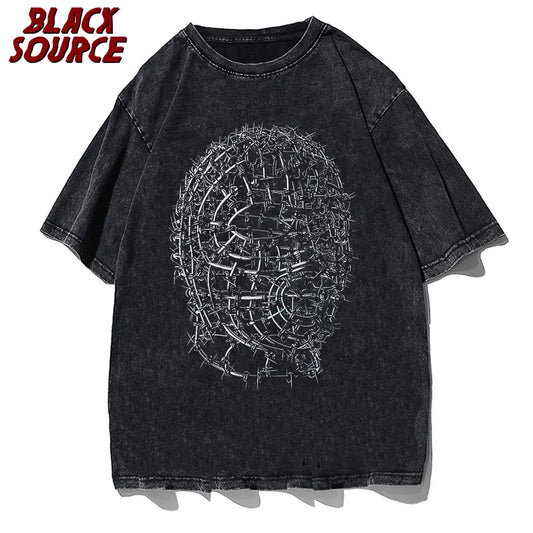 Gothic Vintage Grunge Clothes Men Oversized Y2k T Shirts Harajuku Anime Short Sleeve Cotton Tops Streetwear Male T-shirts