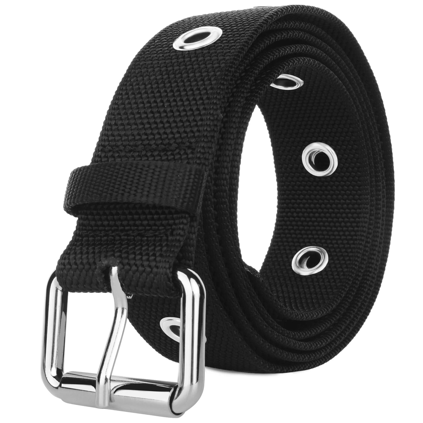 Drizzte Grommet Nylon Belt Big Size 39'' to 67'' 170cm Double Prong Punk for Men Women