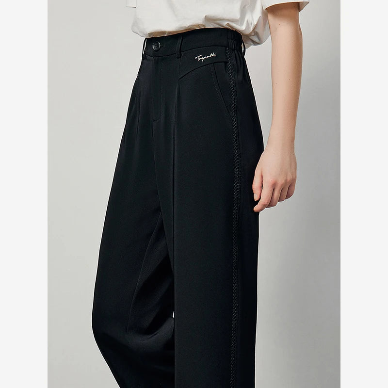 TOYOUTH Women Trouser 2024 Spring New Office Lady Long Trousers Solid Straight High Waist Pant Vestodo Female Pants