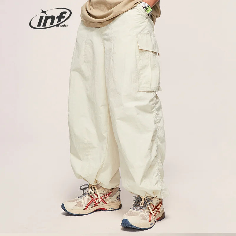 INFLATION Classical Parachute Cargo Pants Men Loose Fit Wide Leg Trousers Unisex Baggy Trousers