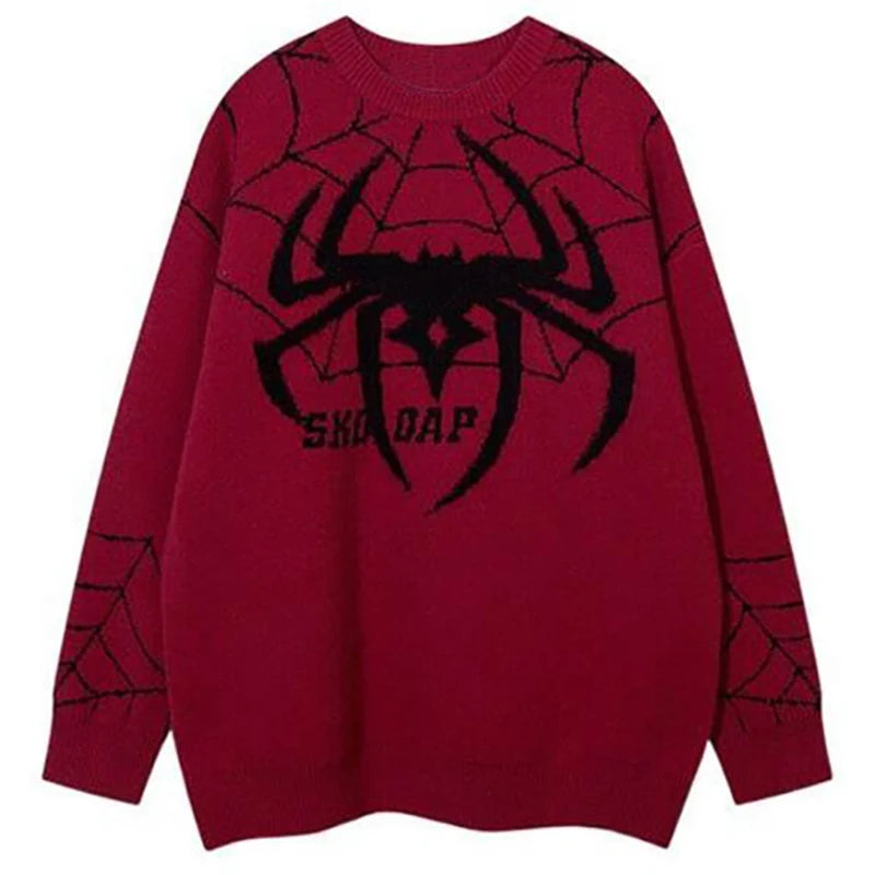 Spider Sweater Male Dark Style Vintage Knit Pullovers 2023 Winter American High Street Harajuku Women's Sweater Oversize Jumper