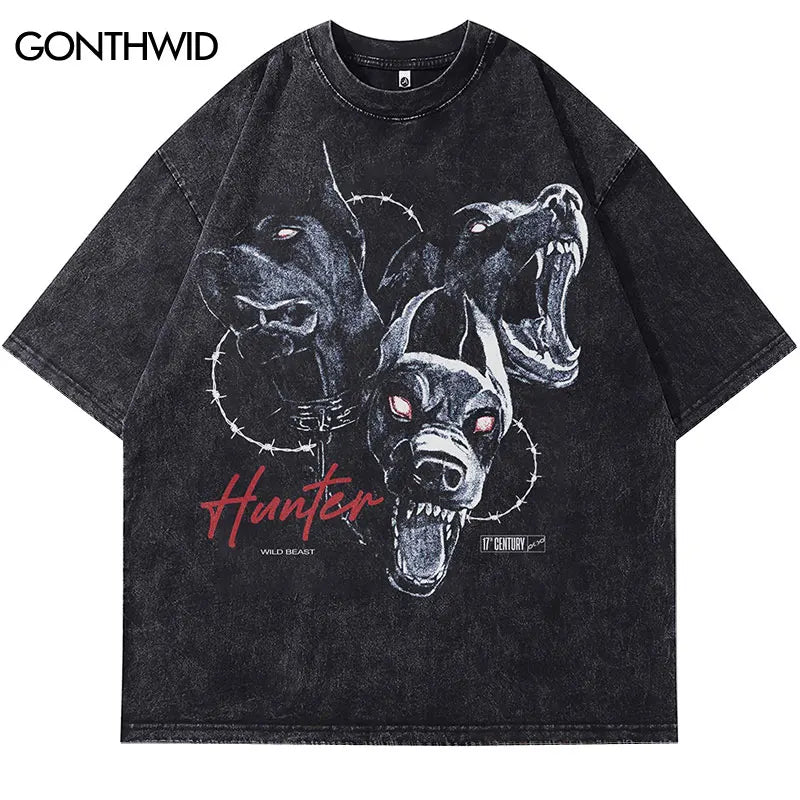 Black Doberman Beast Dog Streetwear T-Shirt