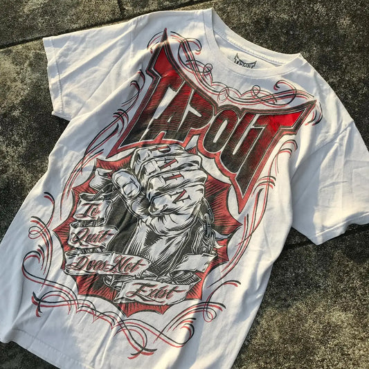 Streetwear Tapout T Shirt Y2K Mens Hip Hop Letter Graphic Print Oversized TShirt Harajuku Round Neck Cotton Short Sleeve Tops