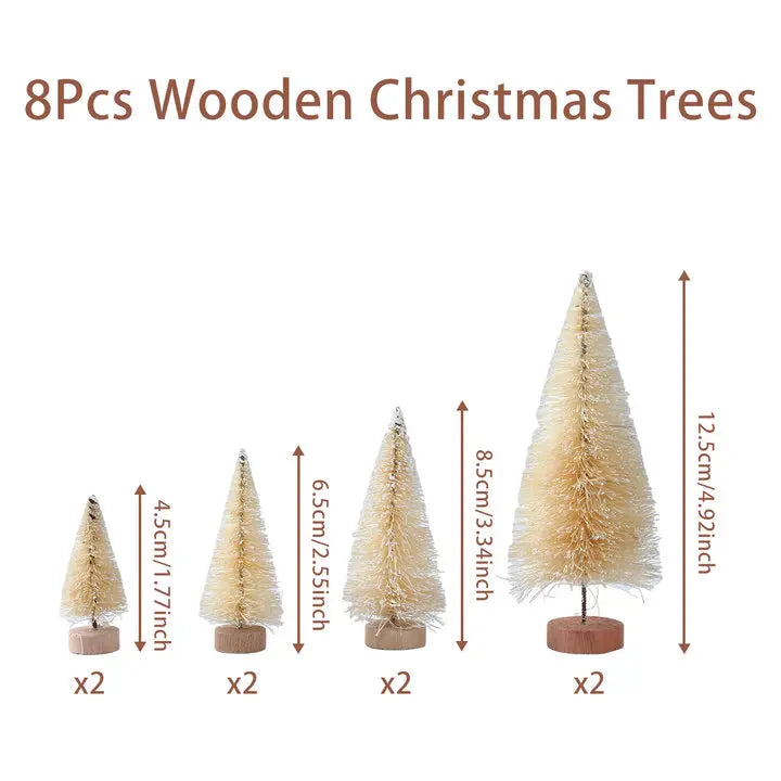 Artificial Mini Wooden Christmas Tree Blue Green White Gold Tower Pine Small Sisal Christmas Tree Tabletop Ornament Decor