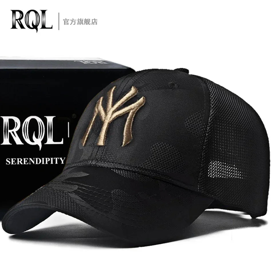 Men's Black Baseball Cap Embroidery Totem Military Camouflage Trucker Hat New Hip Hop Luxury Summer Sun Male  Sport Mesh Brand