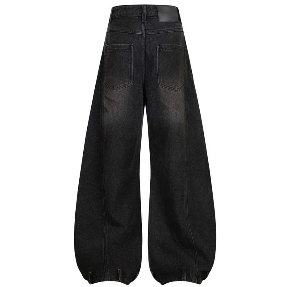 Wide Leg Jeans Ripped Patchwork Loose Denim Pants Vintage Blue Black Jeans Trousers Men Streetwear Hip Hop Jeans