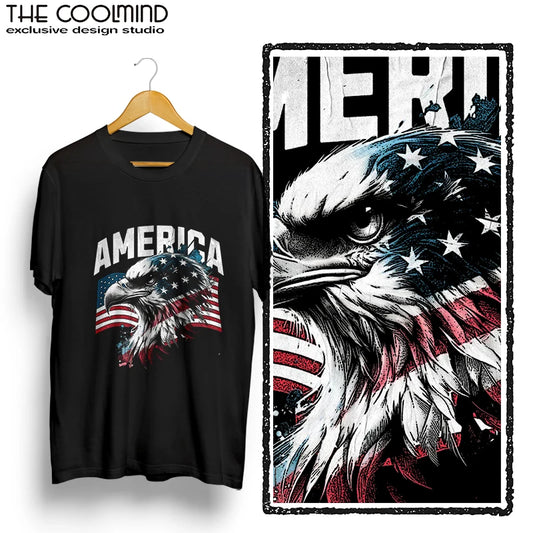 Coolmind U0030-T2 America Eagle Graphic Print Men T Shirt Casual 100% Cotton Funny Men Tshirt Big Size Tee Shrits Tops