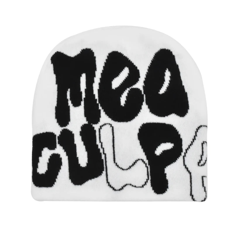 Mea Culpa Knitting Beanies Hat For Women Men Couple Y2K What's In Fashion Bonnet Kpop Wool Skullies Hoods Lady Caps Gorro шапка