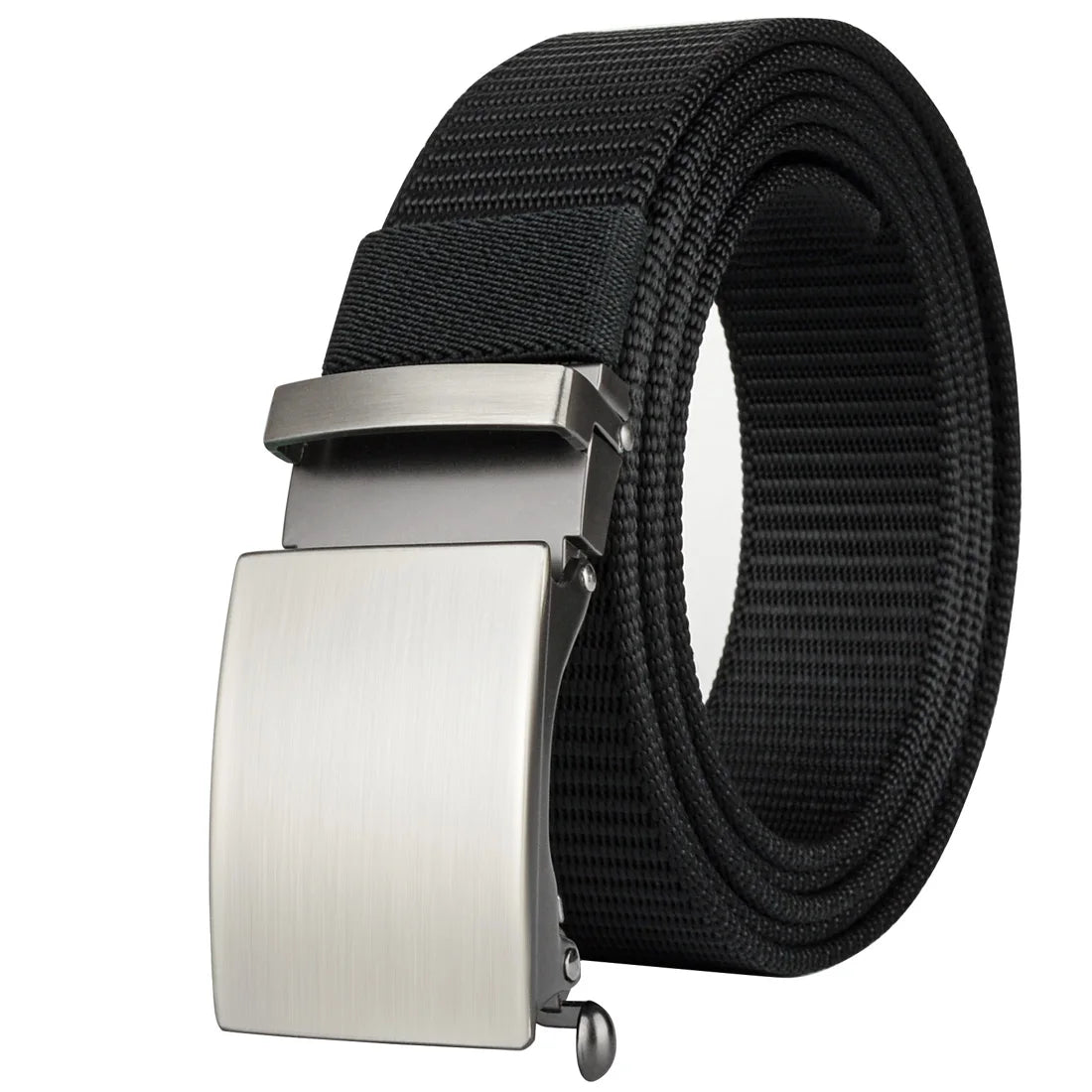 Drizzte Big and Tall Men Black Nylon Belt Automatic Ratchet Slide Leather Plus Size 120cm to 190cm 47'' to 75''