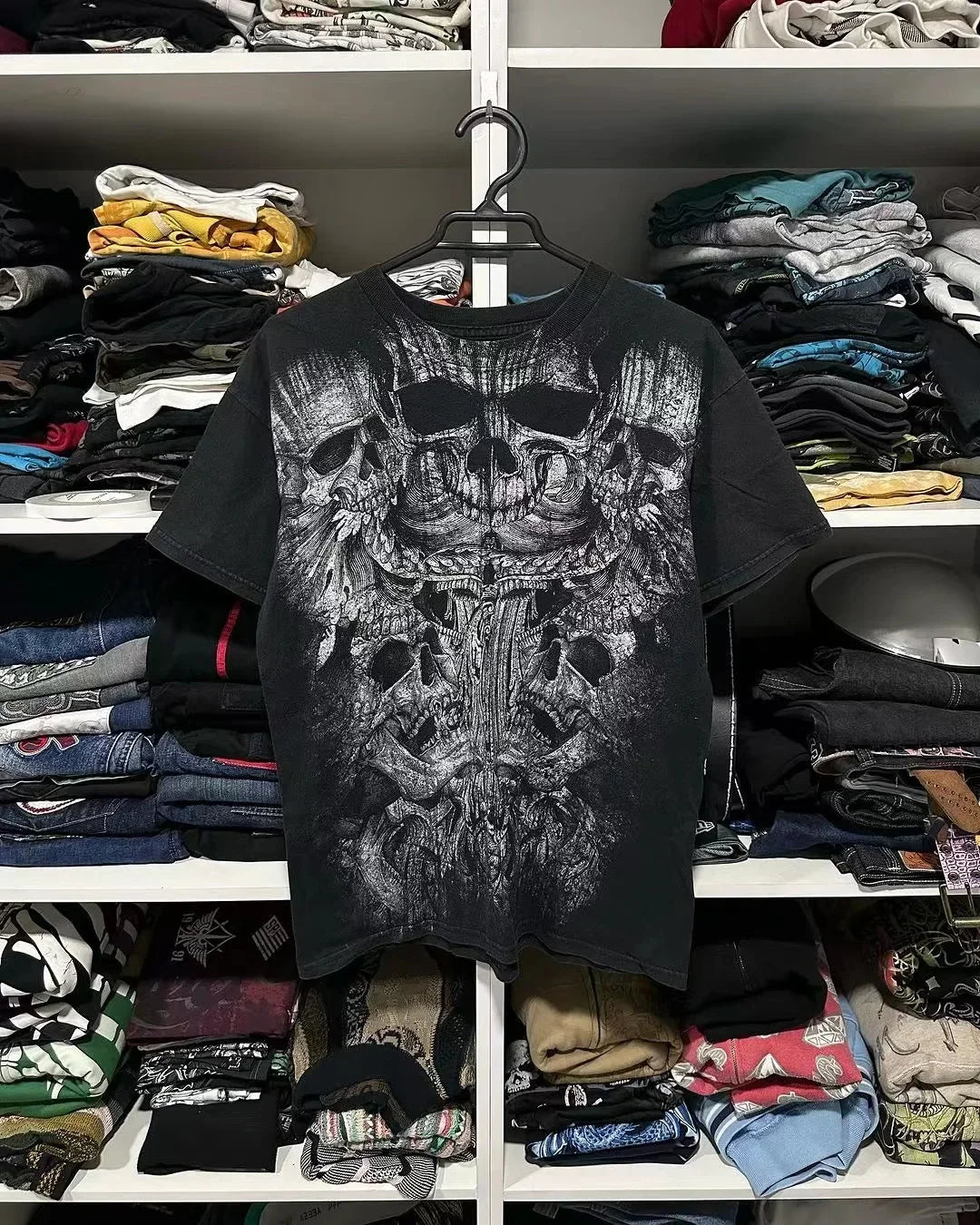 Y2k Pain T-Shirt Hip Hop Skull Graphic  New Harajuku Round Neck Oversized T-Shirt Short Sleeve Tops Gothic Clothing Street Wear