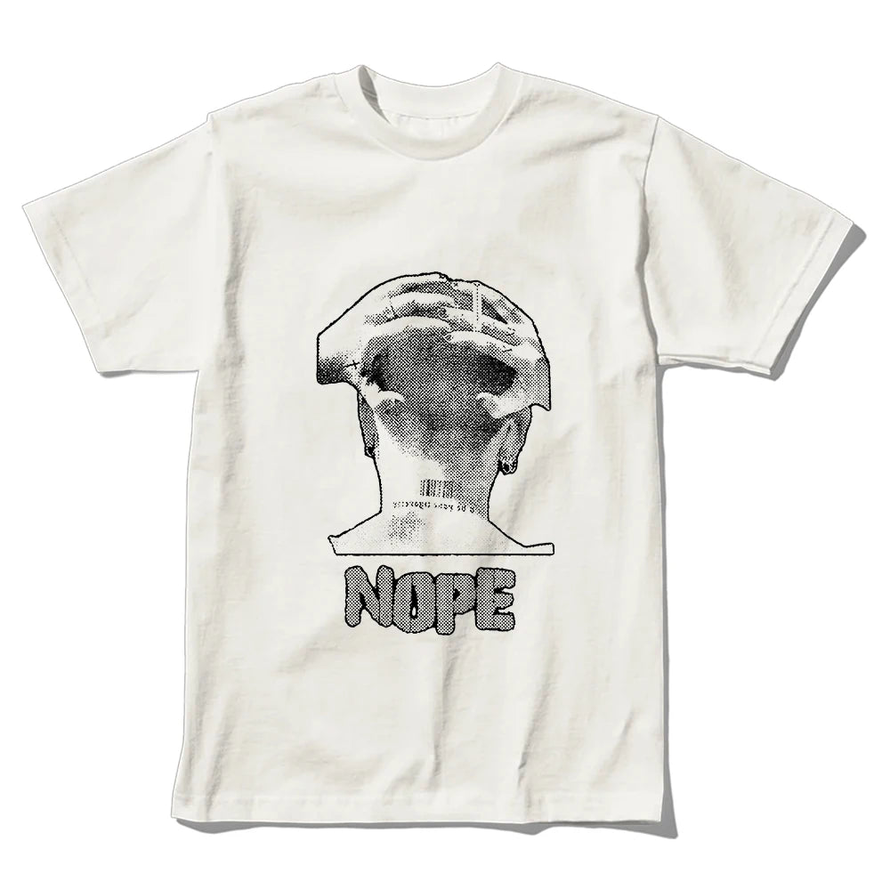 Coolmind U0089-T2 Nope Exclusive Graphic Print Streetwear 100% Cotton Men Tshirt Loose Big Size Unisex Tee Shirts