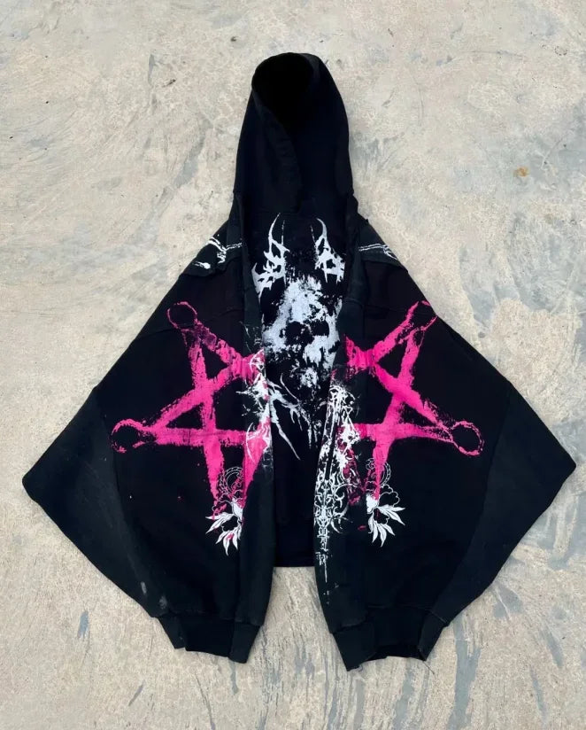 Thorns tattoo rock street fashion brand pullover hoodie oversize unisex style couple men and women printed long-sleeved jacket