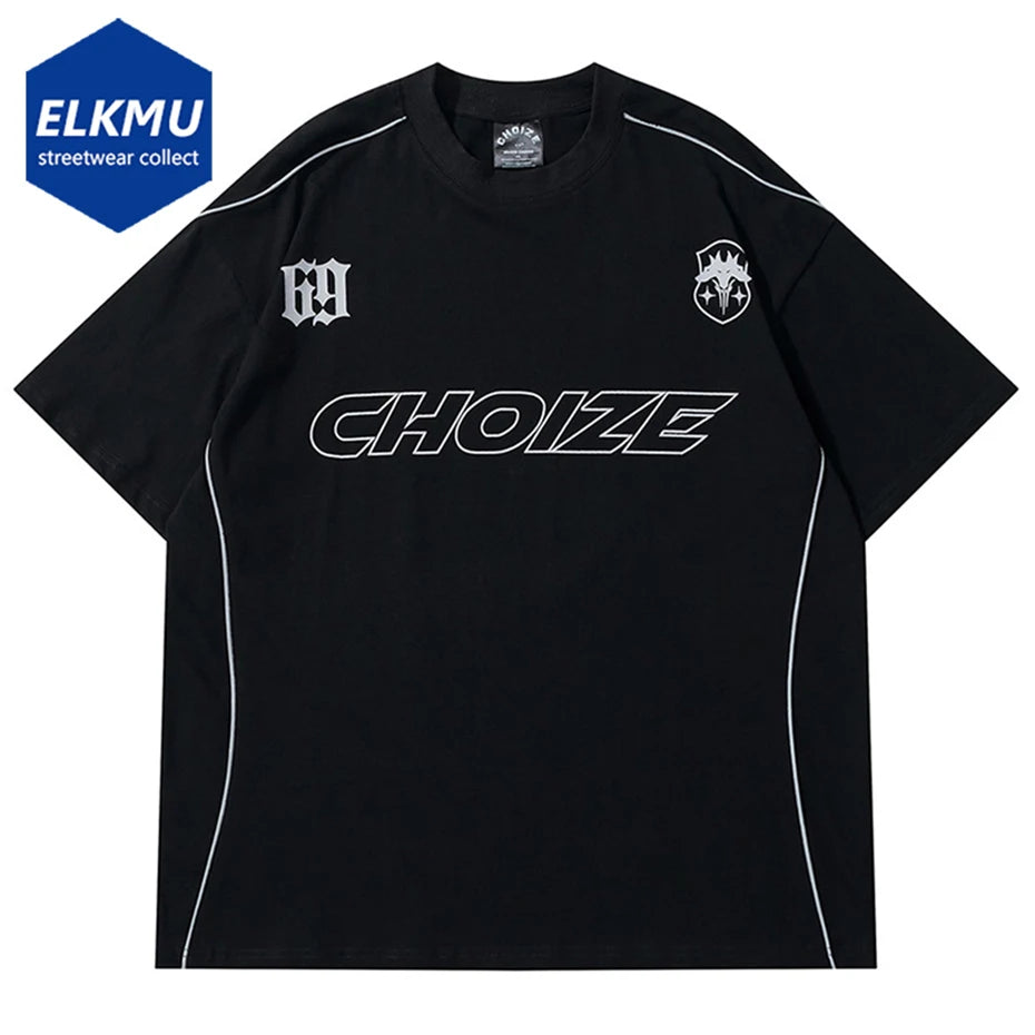 CHOIZE T Shirts Men Streetwear Hip Hop Oversized T-shirt Black White Loose Casual Cotton Tee Tops Hip Hop Tshirt Man