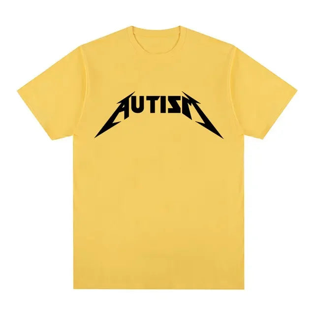 Autism Metal Rock Meme T-shirt Men Women Fashion Hip Hop Short Sleeve Oversized T-shirts Summer Sport Loose T Shirt Tops