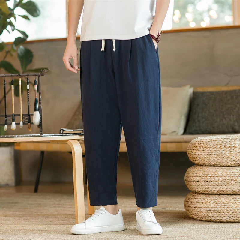 LAPPSTER Korean Fashions Cotton Linen Thin Soft Joggers Pants Casual Pants Breathable Sweatpants Japanese Streetwear Trousers