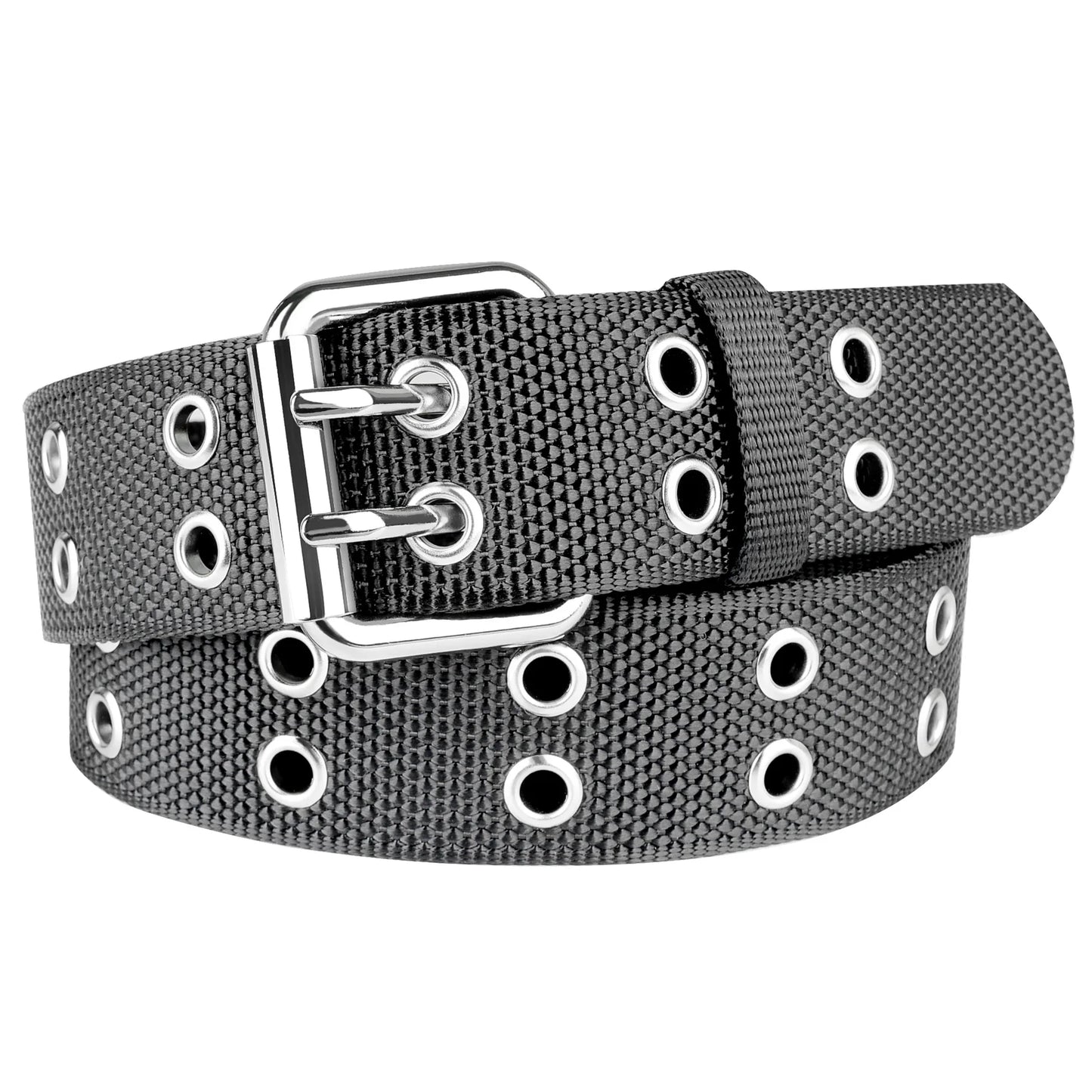 Drizzte Grommet Nylon Belt Big Size 39'' to 67'' 170cm Double Prong Punk for Men Women